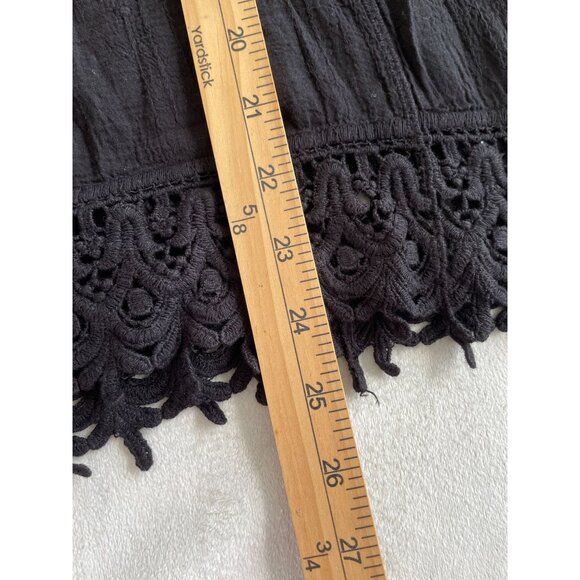 Shoreline Black Long-Sleeve Crochet & Lace Boho Blouse Whimsigoth - Picture 5 of 12